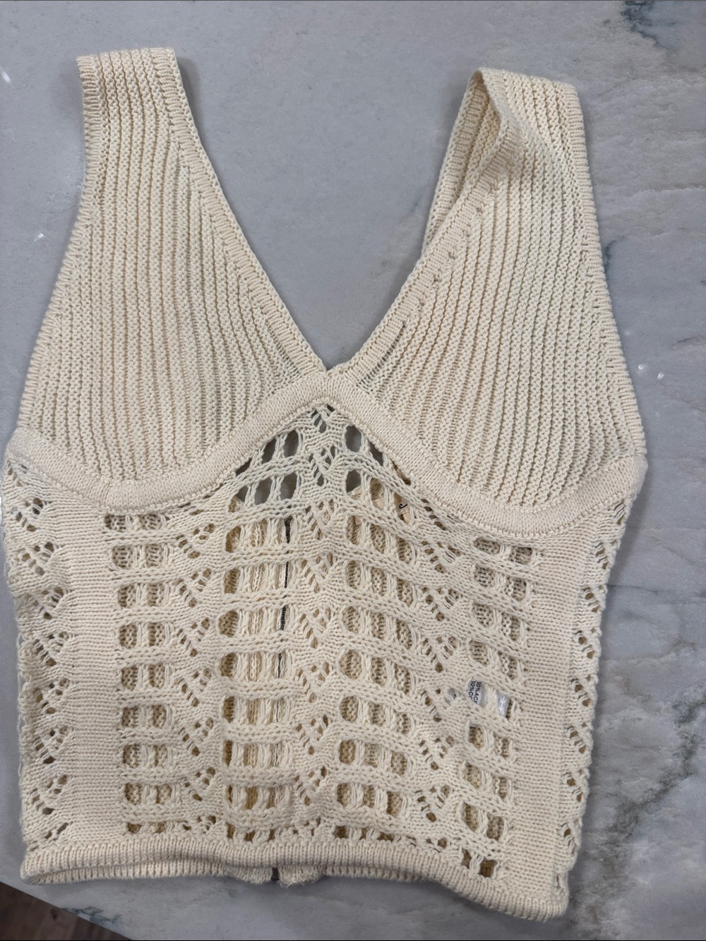 Women’s Knit Crochet Tank Top - Cream